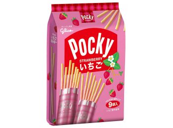 POCKY Шоколадная соломка со вкусом клубники, 9 мини-упаковок